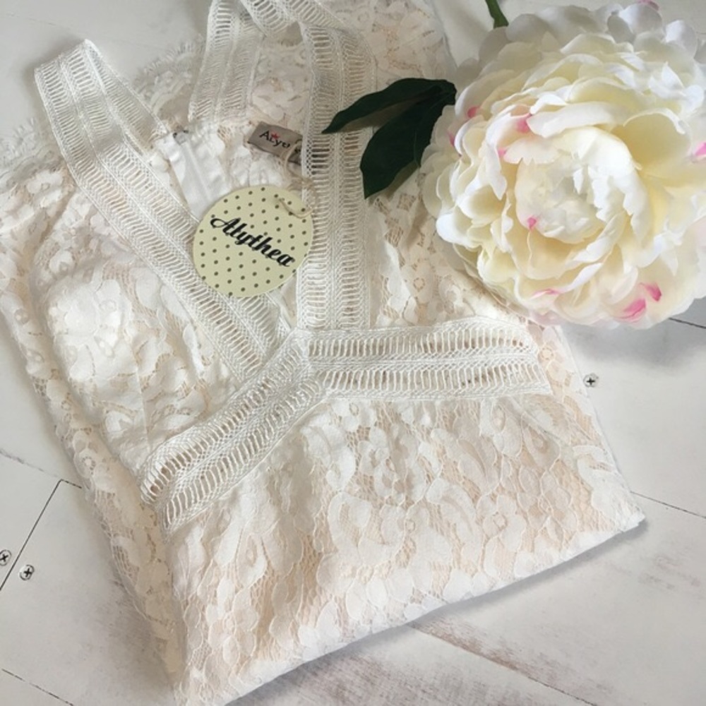 Antique Lace Wedding Mini Dress - Picture 6 of 8